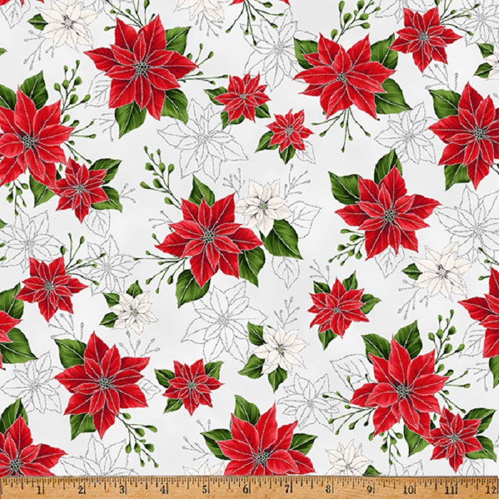 Blooming Holidays - Ice/Silver - Hoffman Fabrics