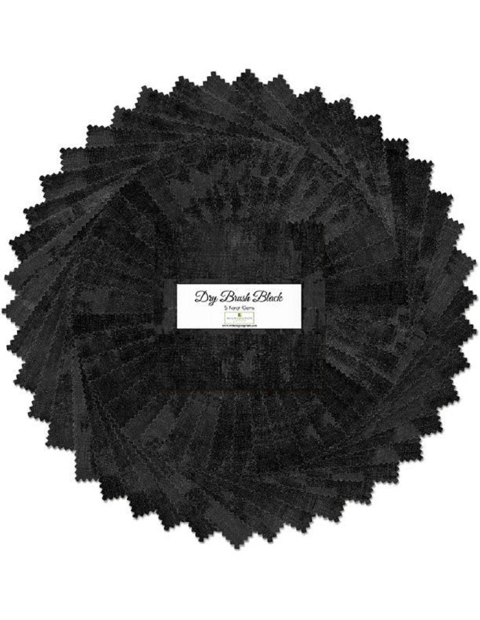 Essential Dry Brush Black - Pre Cut 5" Squares - Wilmington Prints
