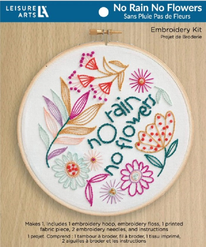 Embroidery Kit - No Rain, No Flowers - Leisure Arts