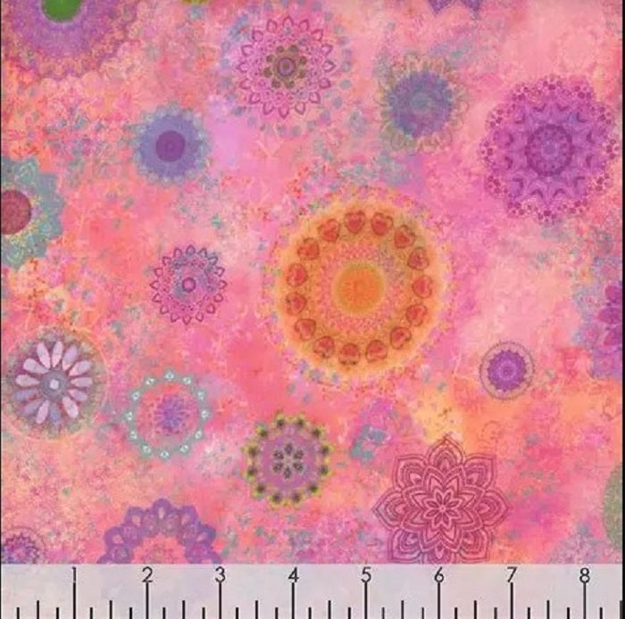 Lily Pond - Digital Mandalas in Light Raspberry - Clothworks