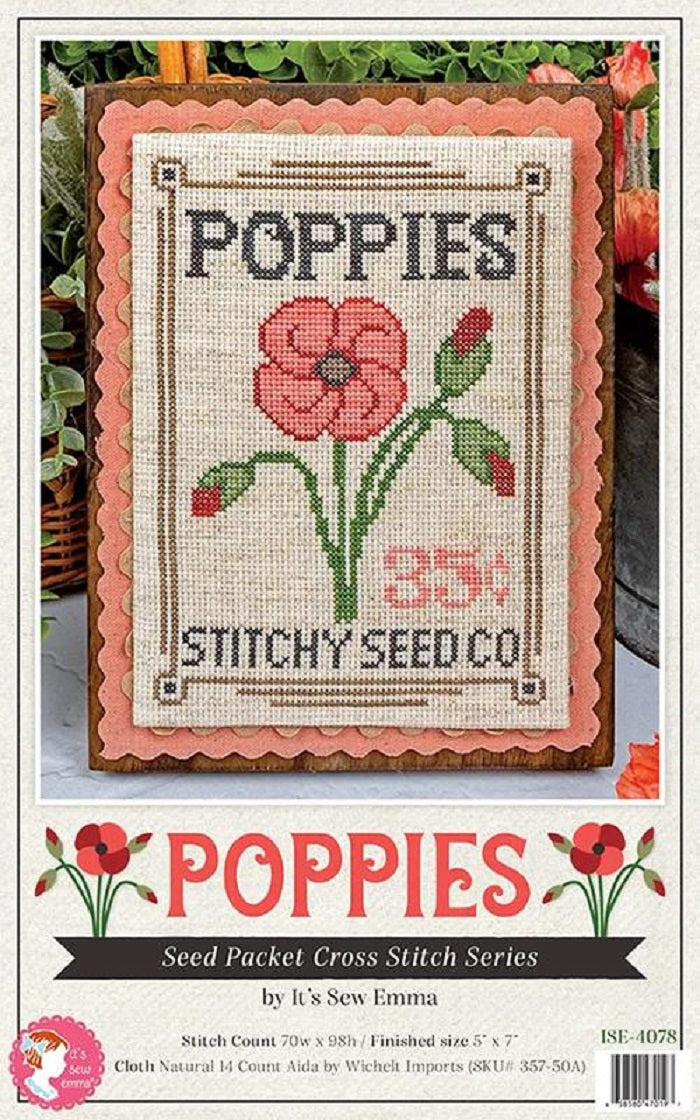 Seed Packet Cross Stitch Series - Poppies - It's Sew Emma