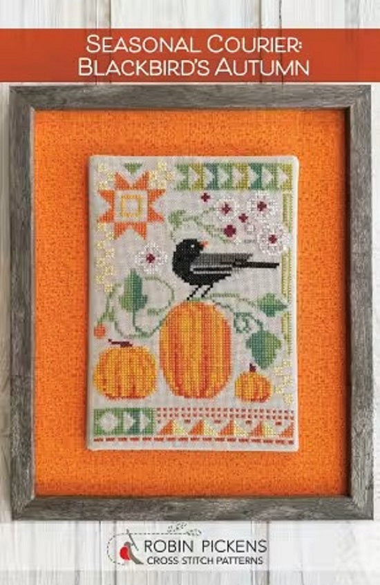Seasonal Courier - Blackbird's Autumn Cross Stitch Pattern - Robin Pickens