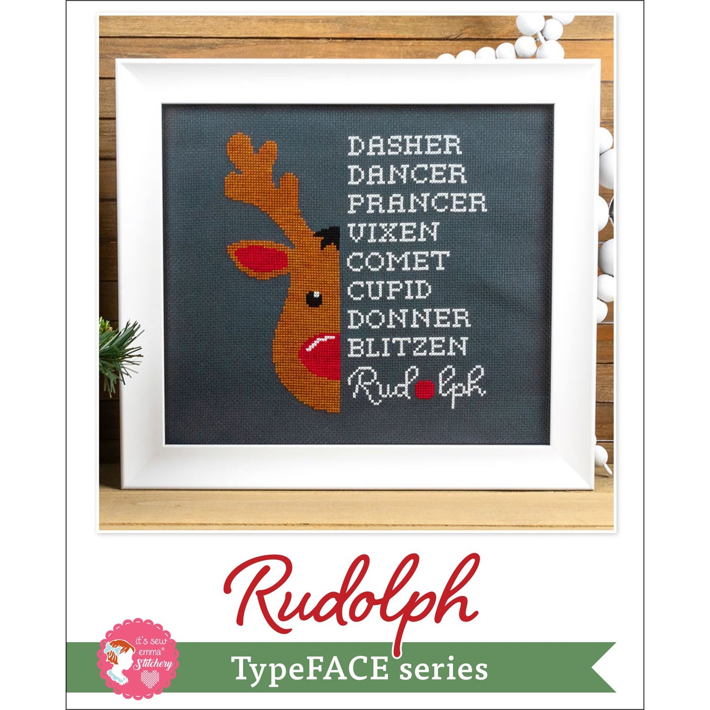 Rudolph TypeFACE - Stitch Card - It's Sew Emma