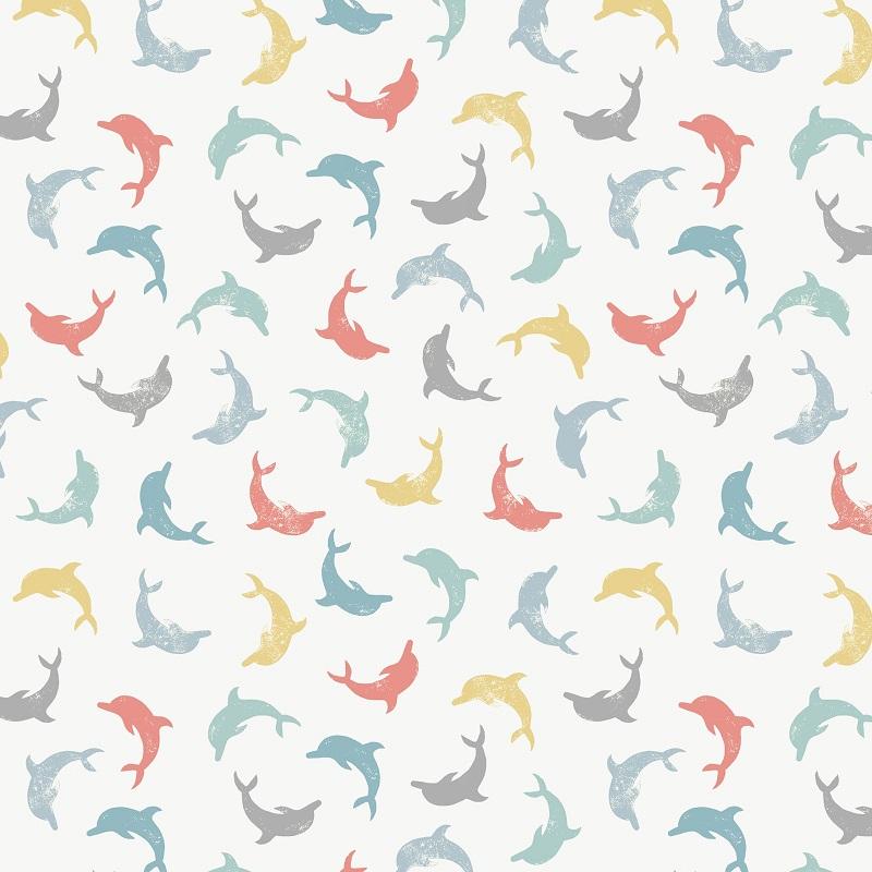1/4 Yard Dolphins White - Lewis & Irene