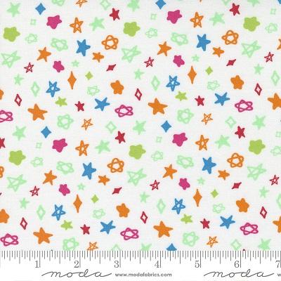 Creativity Glows - Cloud Rainbow White Geometric - Moda