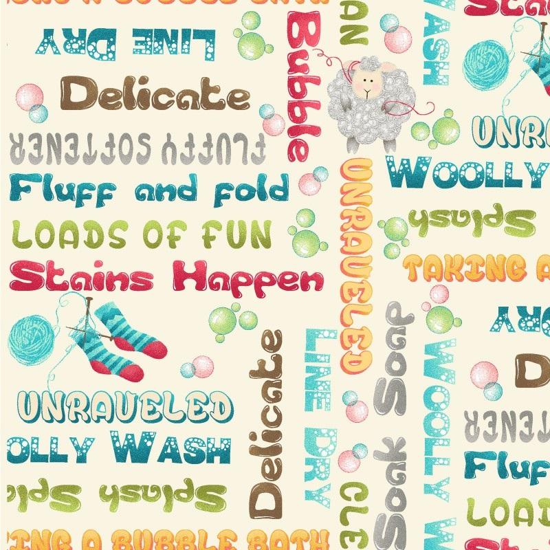 3/4 Yard Bath Day Words w/Cream Background - Henry Glass
