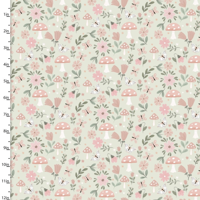 Baby in Bloom - Green Butterflies and Blooms Flannel - 3-Wishes Fabric