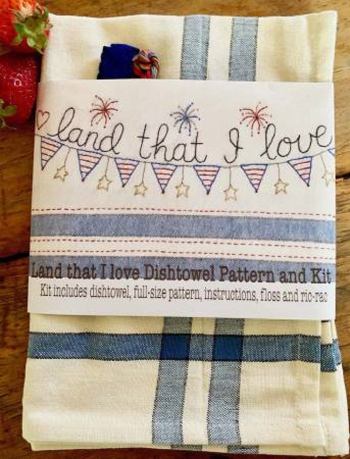 Bareroots Land That I Love Embroidery Dishtowel Kit