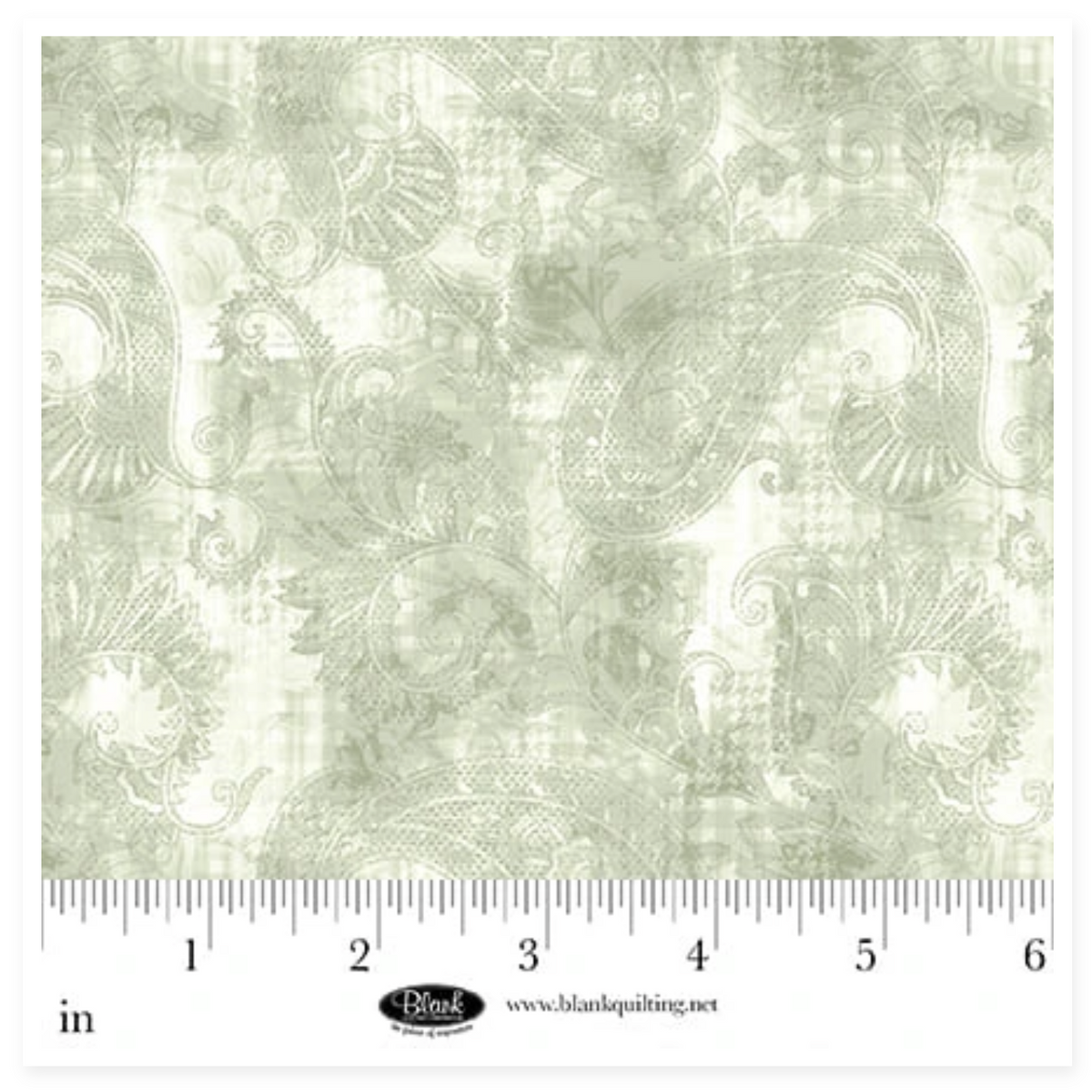 Soft paisley design in a pale sage green.