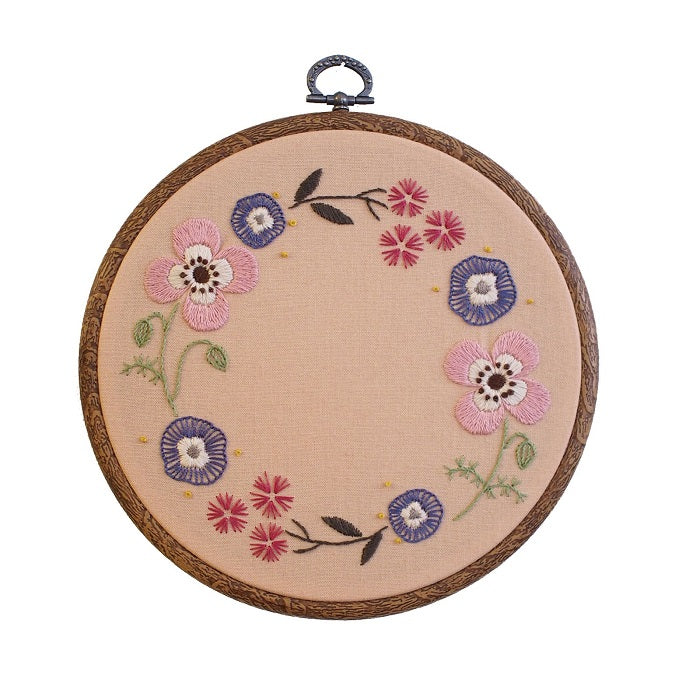 Garden Party Botanical Wreath Embroidery Kit - Anemone - Olympus