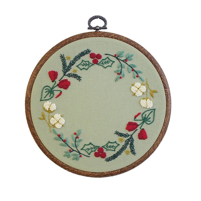 Garden Party Botanical Wreath Embroidery Kit - Cotton - Olympus