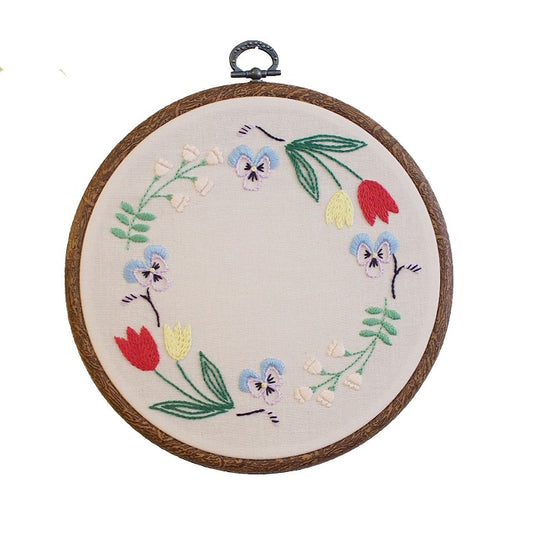 Garden Party Botanical Wreath Embroidery Kit - Tulips - Olympus