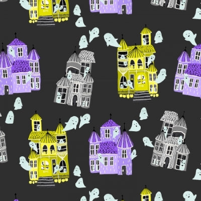 Bring Your Own Boos -- Ghost Hosts, Spooky Black Fabric - Cotton + Steel
