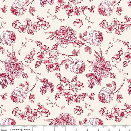 Heirloom Red Line Floral - Cream - Riley Blake Designs