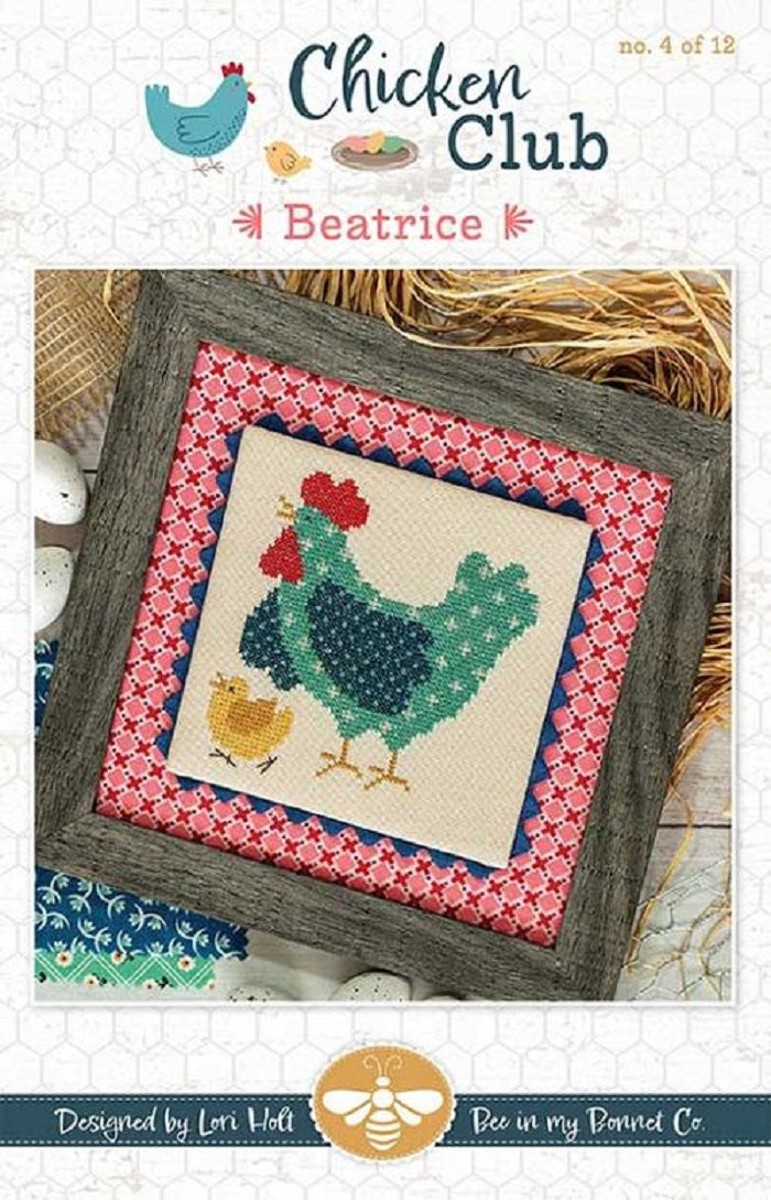Chicken Club Cross Stitch Pattern #4 - Beatrice - It's Sew Emma