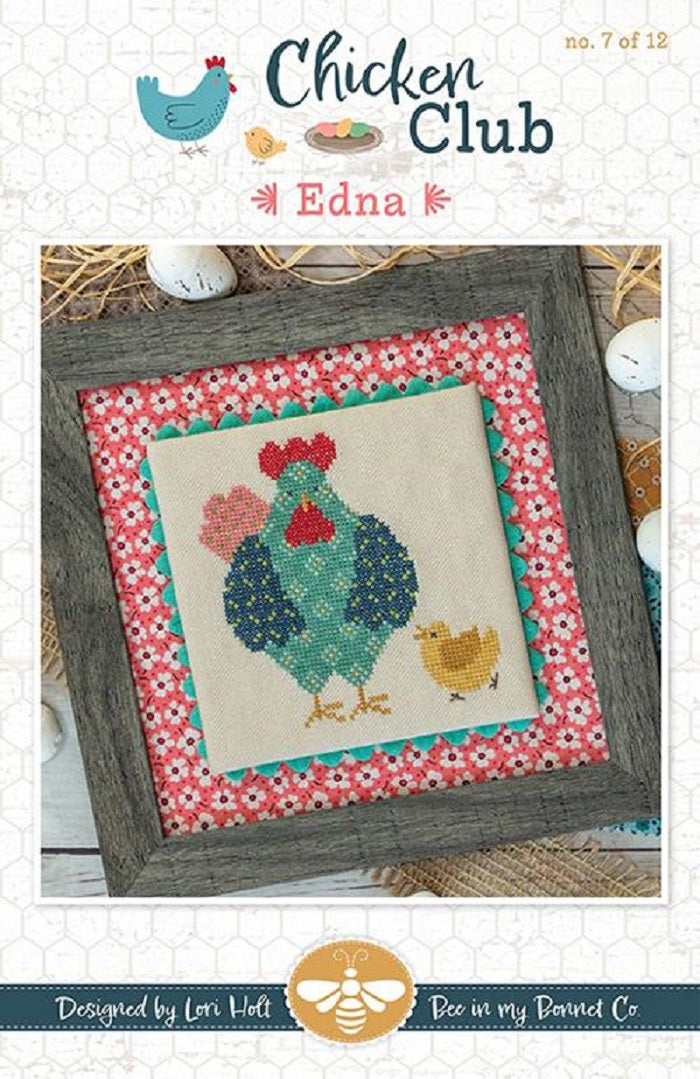 Chicken Club Cross Stitch Pattern #7 - Edna - It's Sew Emma