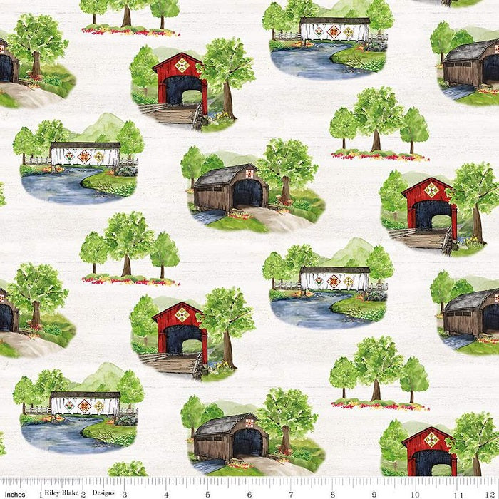 Covered Bridges in Spring - Main White - Riley Blake Designs