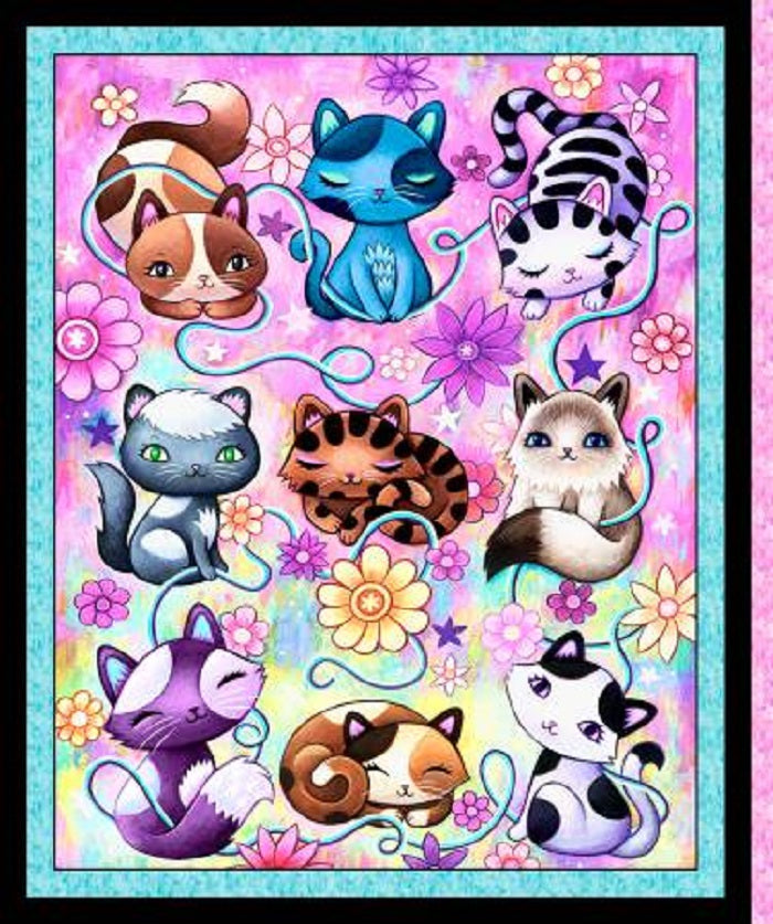 Crazy Kitties Panel - P&B Textiles