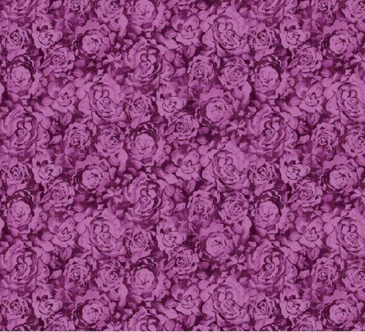 Daphne - Textured Roses in Purple - Camelot Fabrics