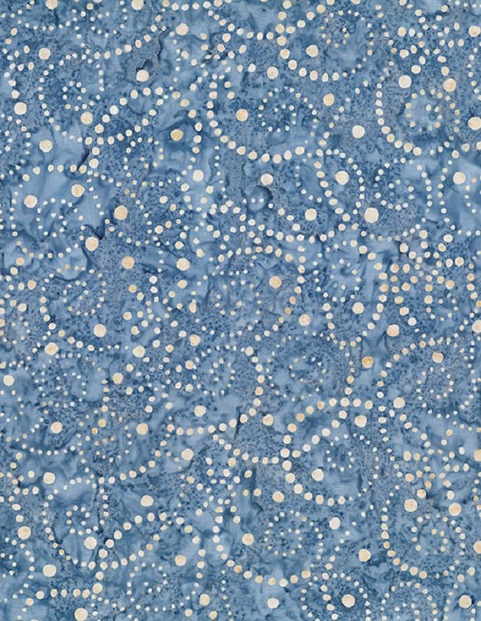 Wilmington Batiks - Del Mar, Pointillist Scroll Blue/Tan - Wilmington Prints
