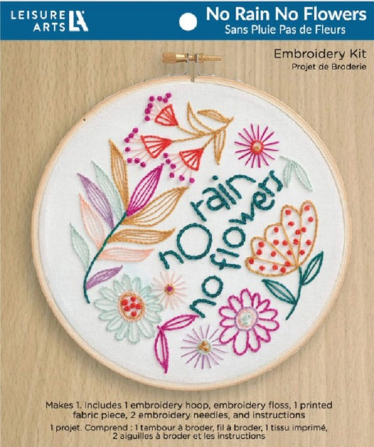Embroidery Kit - No Rain, No Flowers - Leisure Arts
