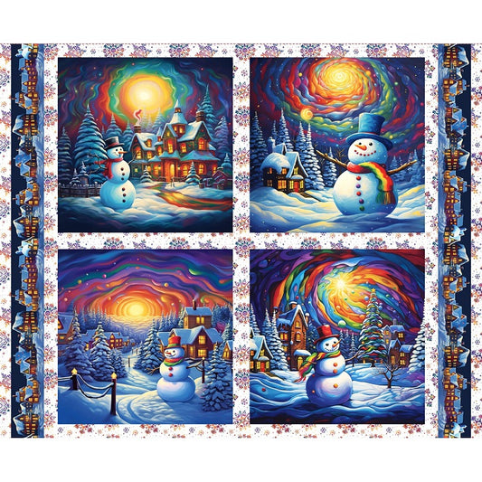 Frostykins Panel - Snowman with Villa - Blank Quilting