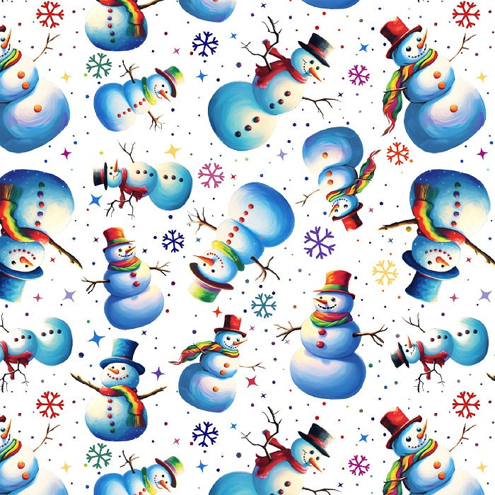 Frostykins - Scattered Snowmen on White - Blank Quilting