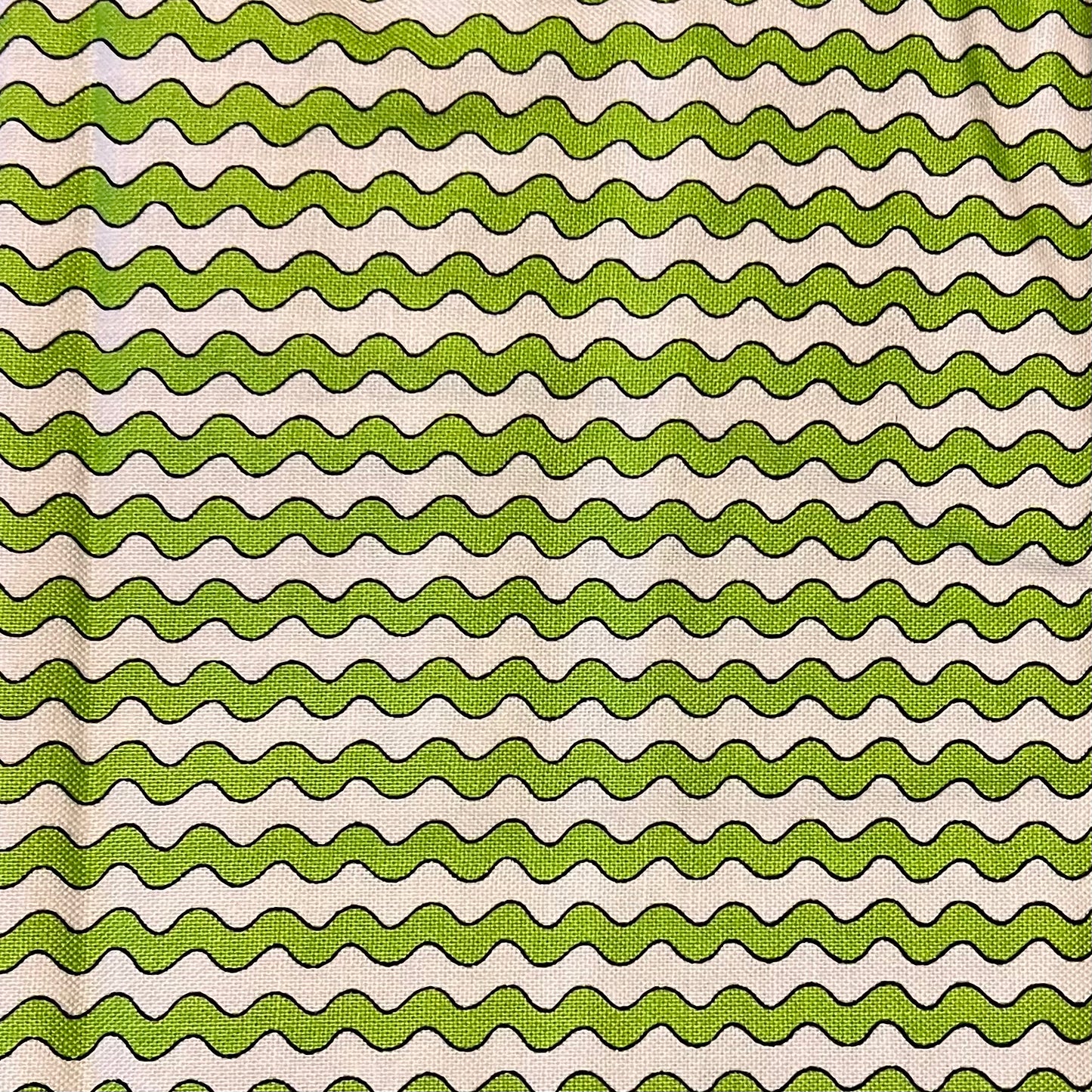 Lime Green Ric Rac Stripe on White - QT Fabrics