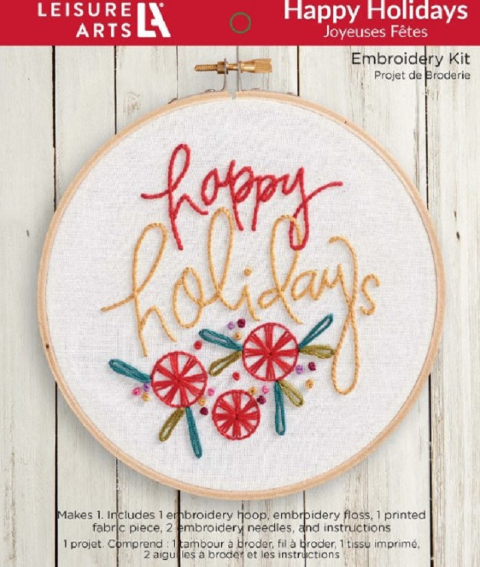 Happy Holidays - Embroidery Kit - Leisure Arts
