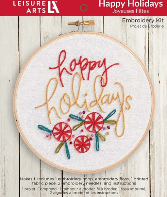 Happy Holidays - Embroidery Kit - Leisure Arts