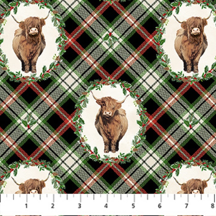 Highland Heart - Black Multi & Wreaths - Northcott Fabrics