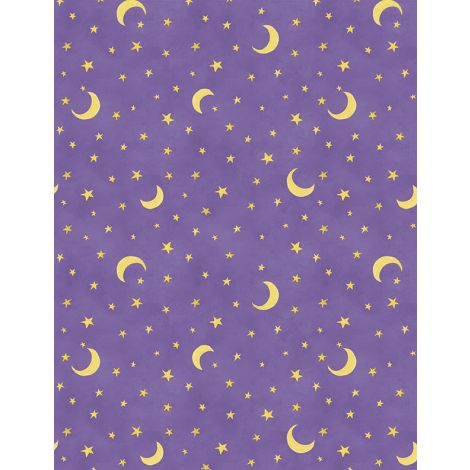 The Boo Crew - Moons/Stars on Purple - Wilmington Prints