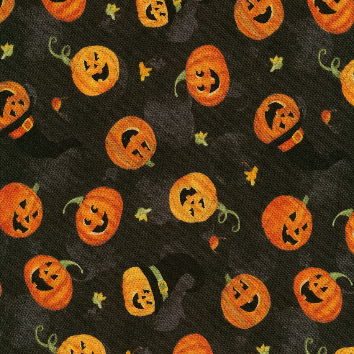 The Boo Crew - Pumpkin Toss on Black - Wilmington Prints