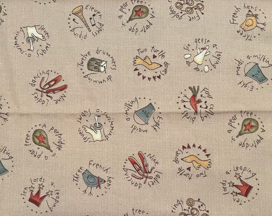 On the 12th Day-icons of 12 Days of Christmas tan background - Henry Glass