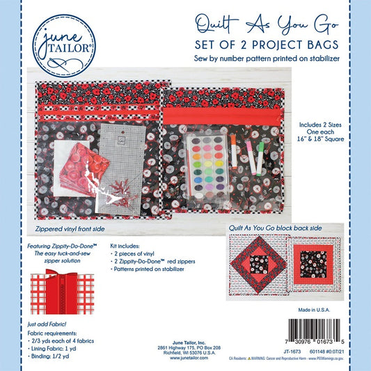 Quilt As You Go Project Bags Kit in Red - June Tailor