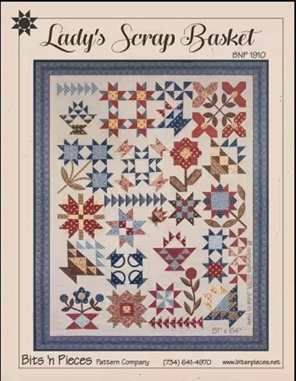 Lady's Scrap Basket Quilt Pattern - Bits 'n Pieces Pattern Company