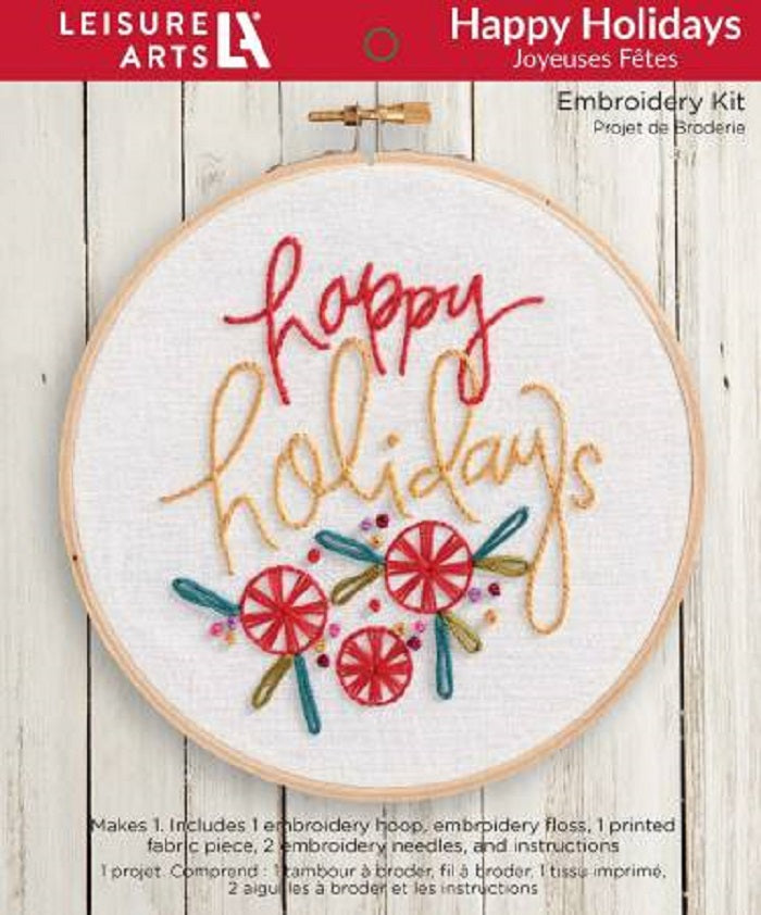 Stamped Embroidery Kit - Happy Holidays - Michael Loren for Leisure Arts