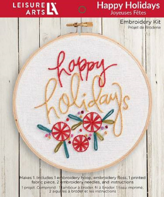 Stamped Embroidery Kit - Happy Holidays - Michael Loren for Leisure Arts