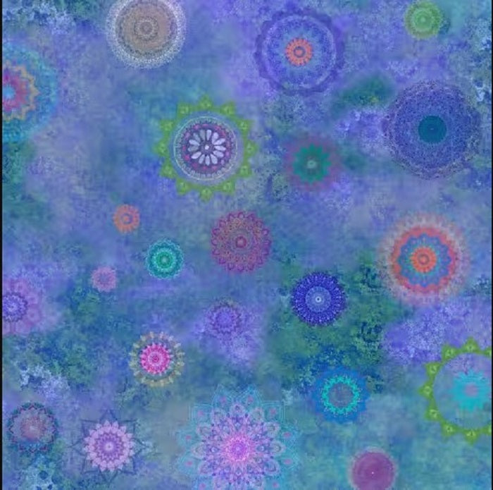 Lily Pond - Digital Mandalas in Periwinkle - Clothworks