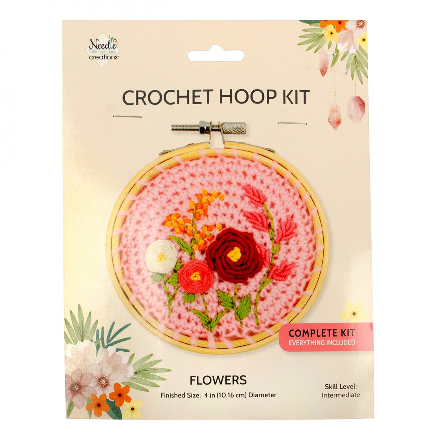 Crochet Kit Hoop Kit -  Flowers - Needle Creations