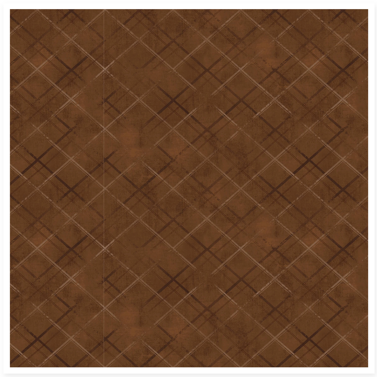 Distressed plaid cotton fabric in brown
