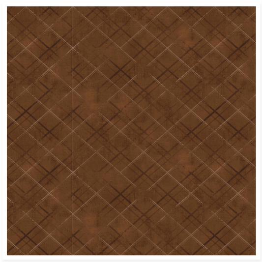 Distressed plaid cotton fabric in brown