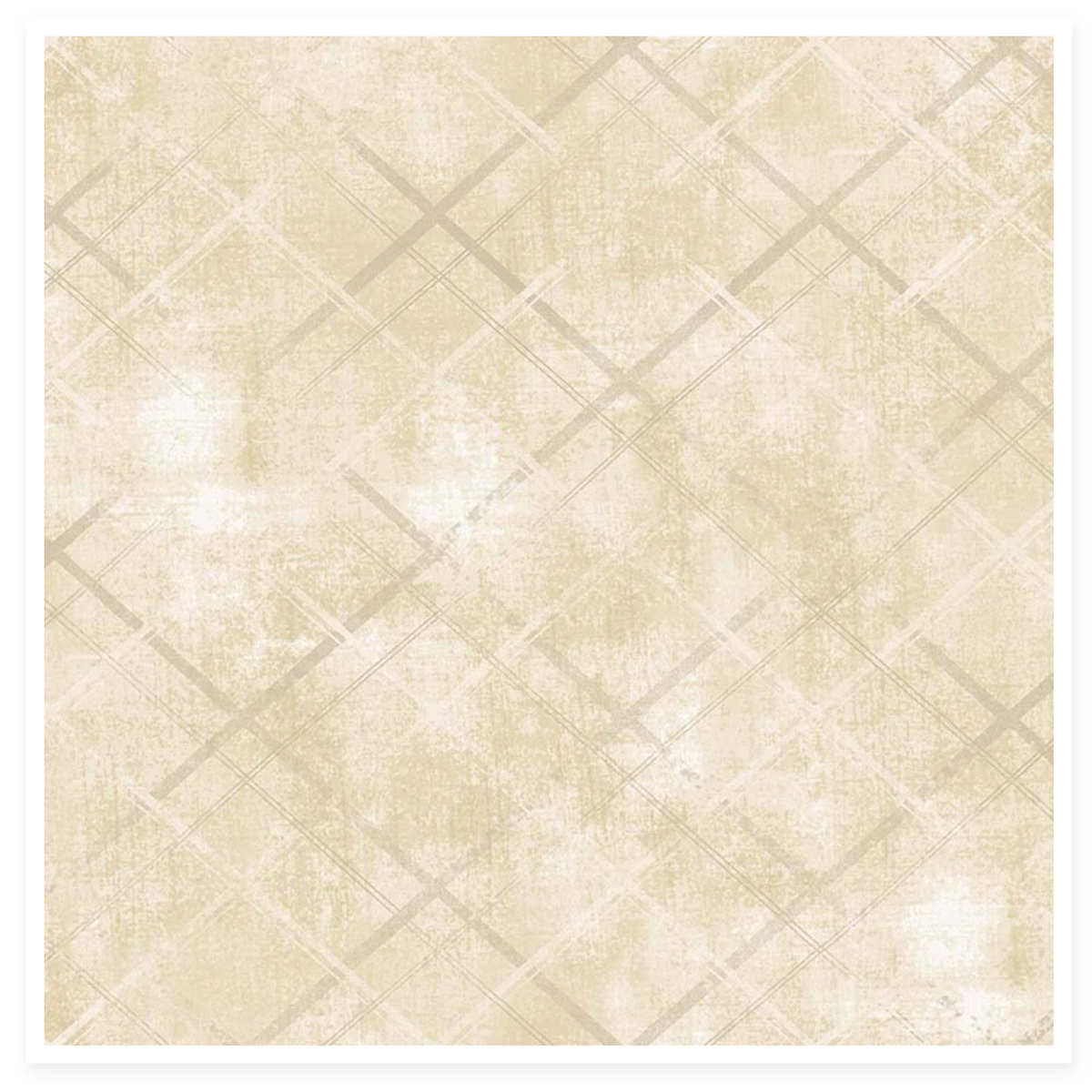 Cream colored fabric with crosshatch design. 