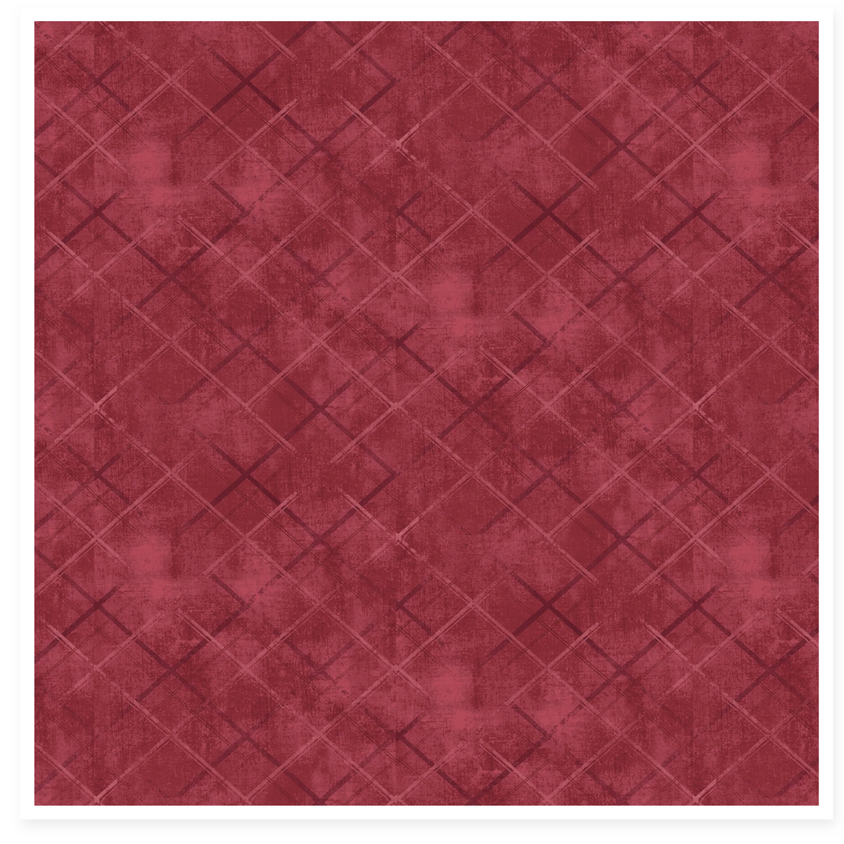 Distressed plaid cotton fabric in rose red.