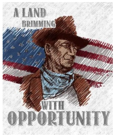 John Wayne Americana -- Land of Opportunity (panel = 1yd) - Riley Blake Designs