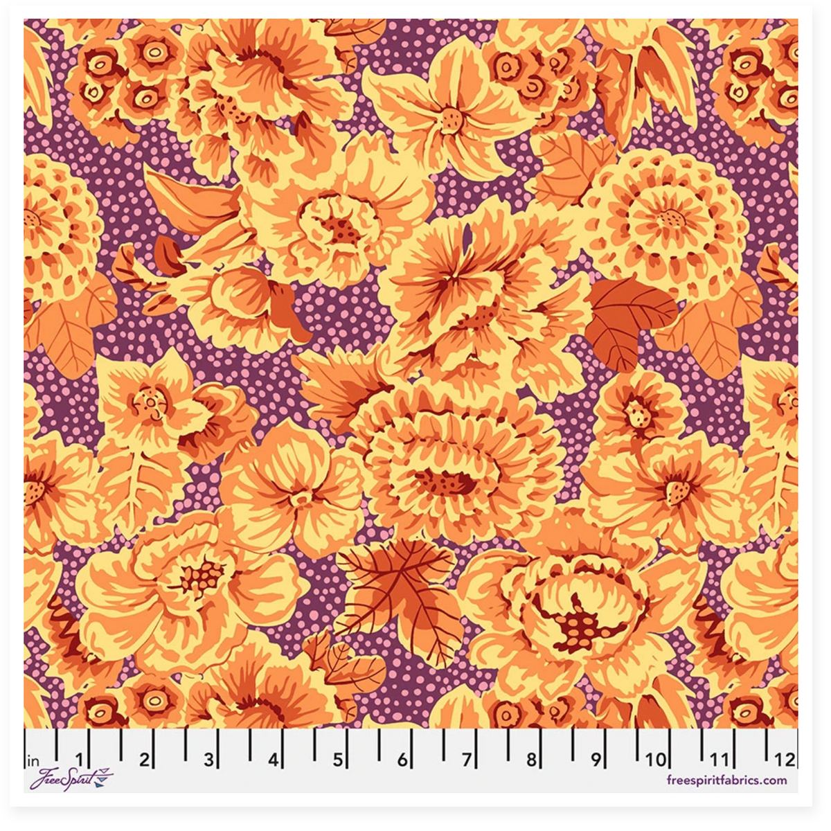 Orange and yellow floral on plum