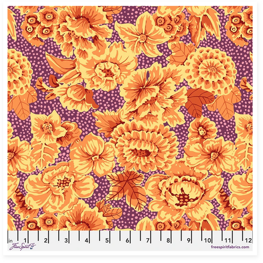 Orange and yellow floral on plum