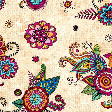 Fiorella Beige with Small Floral - QT Fabrics