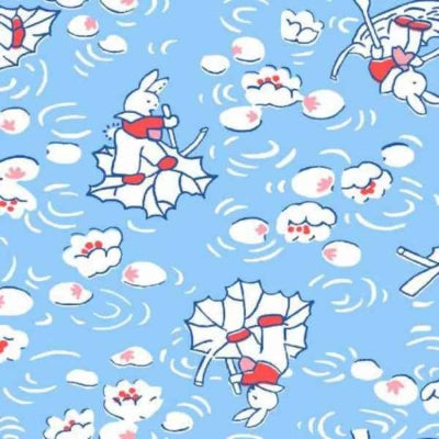 Everything But the Kitchen Sink - White Rabbits on Blue - RJR Fabrics
