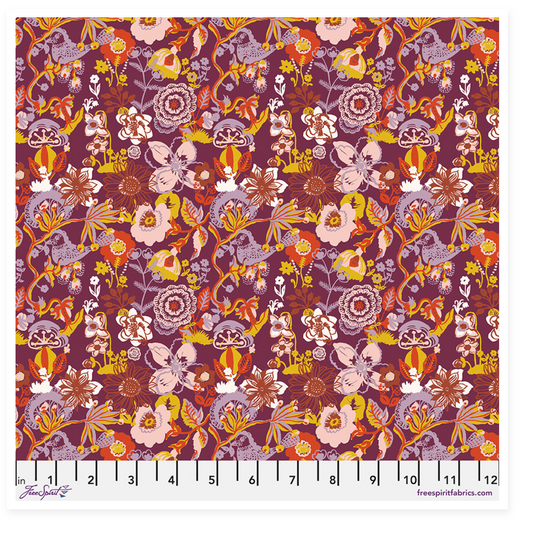 Colorful flowers on plum